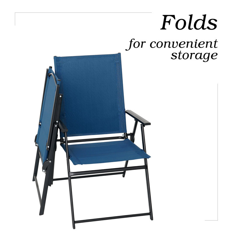 Arlmont & Co. Raidan Fabric Patio Folding Chair Folding Chair Set Wayfair